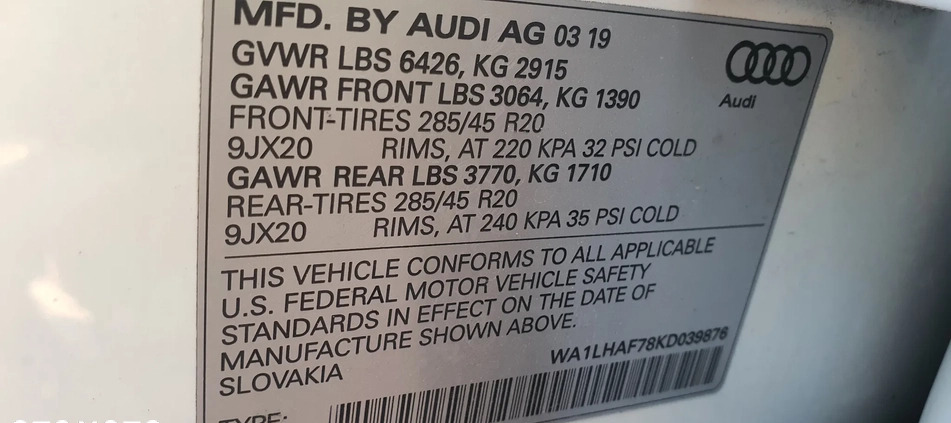 Audi Q7 cena 173000 przebieg: 54000, rok produkcji 2019 z Sulejówek małe 191